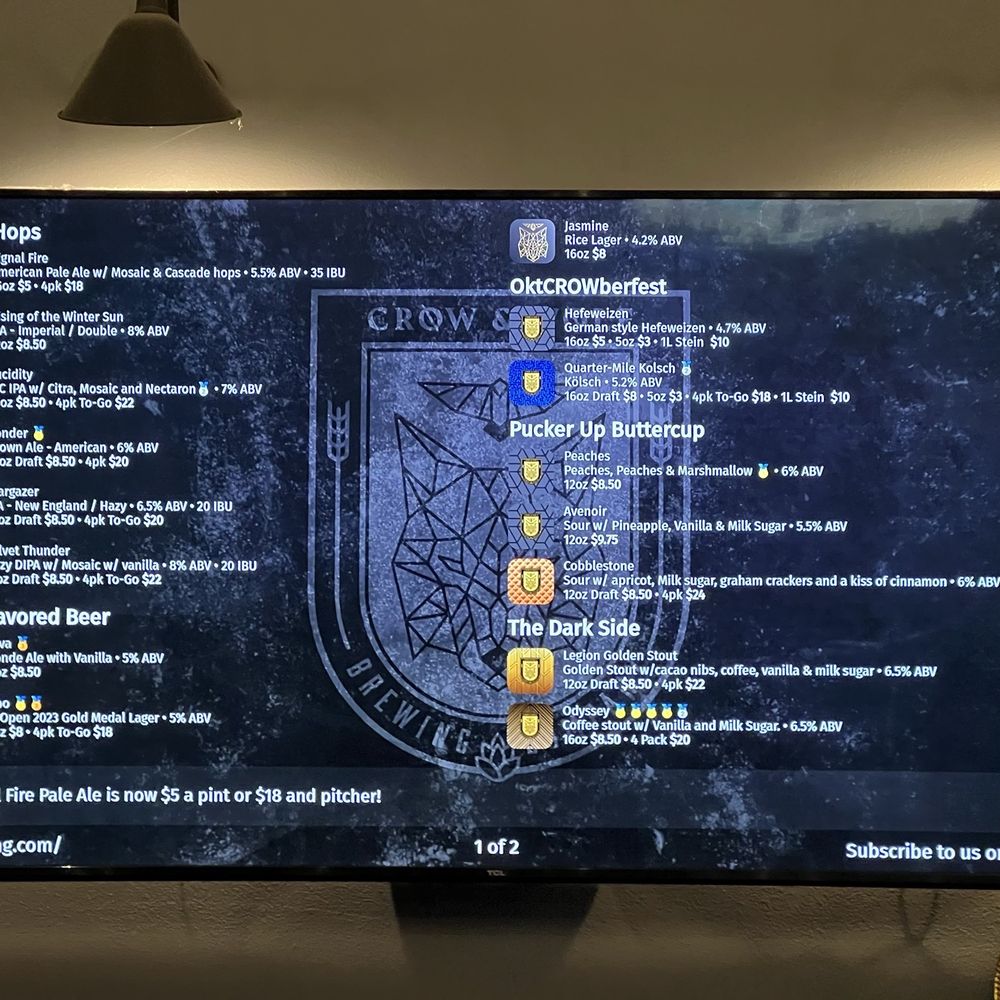 Crow & Wolf - Menu 2/22/25 - Breweries Near Me - Clovis, California