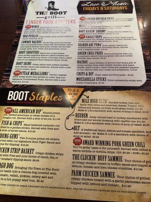 Menu photo 2 The Boot Grill Loveland, CO Menu photo 2 The Boot Grill Loveland, CO