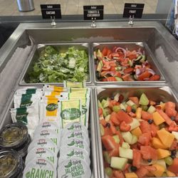 Salads we offer along with our dressings, dips, and jalapenos