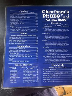 Menu photo 3 Cheatham’s Pit Bbq Tiptonville, TN