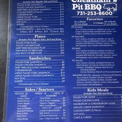 Cheatham’s Pit Bbq - Menu