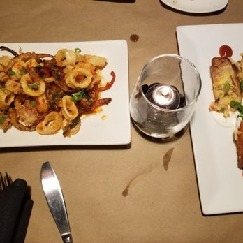 Aqua Terra Bistro - Calamari and loaded baked potato egg rolls - Southern Near Me - Buford, Georgia Aqua Terra Bistro - Calamari and loaded baked potato egg rolls - Southern Near Me - Buford, Georgia