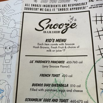 Snooze, an A.M. Eatery - Kids menu - Breakfast & Brunch Near Me - Phoenix, Arizona Snooze, an A.M. Eatery - Kids menu - Breakfast & Brunch Near Me - Phoenix, Arizona