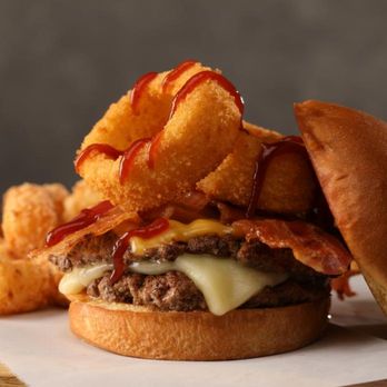 Hickory Tavern - a burger and onion rings - American Near Me - Pinehurst, North Carolina Hickory Tavern - a burger and onion rings - American Near Me - Pinehurst, North Carolina