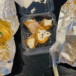 2 chicken steaks and cannoli