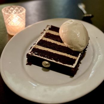Maple & Ash - "THE CHOCOLATE CAKE" 18 coffee mousse, chocolate coated espresso beans & vanilla bean ice cream - Steakhouses Near Me - Scottsdale, Arizona