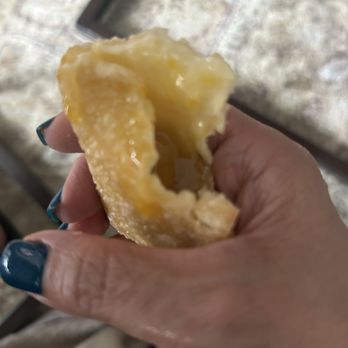 Jollibee - Raw peach mango pie inner dough (hard to see in the photo but gooey to touch) - Fast Food Near Me - New York, New York Jollibee - Raw peach mango pie inner dough (hard to see in the photo but gooey to touch) - Fast Food Near Me - New York, New York