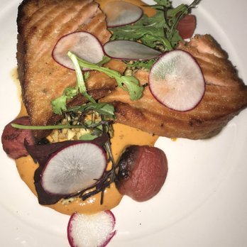 Leña Brava - Salmon smokey peanut salsa $28 worst dish of the nite was really bland - Seafood Near Me - Chicago, Illinois