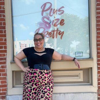 Plus Size Pretty - Plus Size Pretty owner, Angelina, posing in a leopard print skirt. - Used, Vintage & Consignment Near Me - Columbus, Ohio