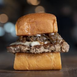 Dog Haus - IMPOSSIBLE SLIDER - mayo, white american cheese, caramelized onions