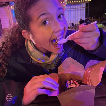 Funnel Cake Fanatics - Avery enjoying Oreo Smash - Desserts Near Me - San Antonio, Texas