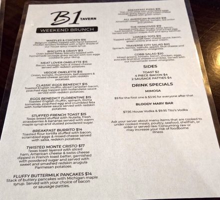 Menu photo 1 B1 Tavern Keego Harbor, MI Menu photo 1 B1 Tavern Keego Harbor, MI