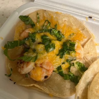 Maria's Taco Shop - Very sad unappetizing shrimp taco - Mexican Near Me - Modesto, California