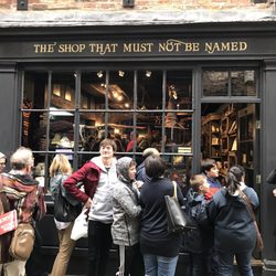 The Shop That Must Not Be Named - Wizarding fans waiting to shop.