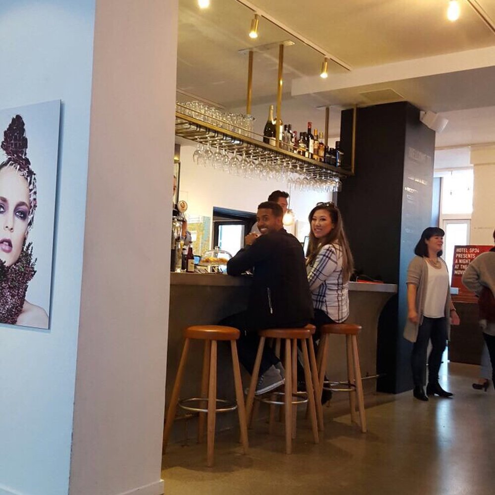 In the wine bar area