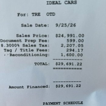 Ideal Cars - This is the second time when they lowered the "reconditioning fee" to $1600 and removed the tint cost. - Used Car Dealers Near Me - Mesa, Arizona Ideal Cars - This is the second time when they lowered the "reconditioning fee" to $1600 and removed the tint cost. - Used Car Dealers Near Me - Mesa, Arizona