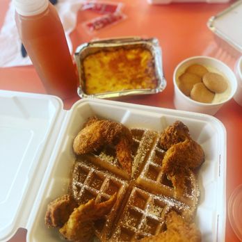 Southern Style Chicken & Waffle - Chicken, waffle, macaroni and cheese, banana pudding, Arnold Palmer tea - Waffles Near Me - Springfield, Virginia Southern Style Chicken & Waffle - Chicken, waffle, macaroni and cheese, banana pudding, Arnold Palmer tea - Waffles Near Me - Springfield, Virginia