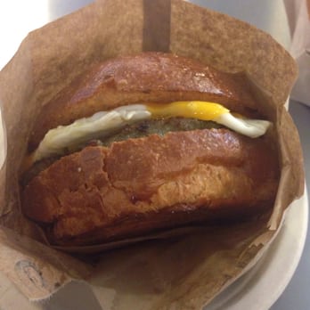 Eggslut - Sausage (turkey), egg and cheese - Breakfast & Brunch Near Me - Los Angeles, California Eggslut - Sausage (turkey), egg and cheese - Breakfast & Brunch Near Me - Los Angeles, California