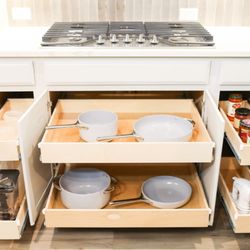The Shelf King - Slide-out kitchen cabinets.
