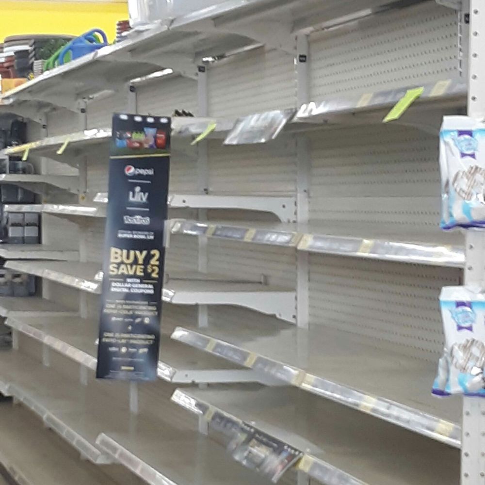 Dollar General - Blank and empty shelves. - Grocery Near Me - Wellsville, New York