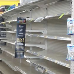 Dollar General - Blank and empty shelves.