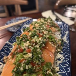 Spicy salmon, sushi