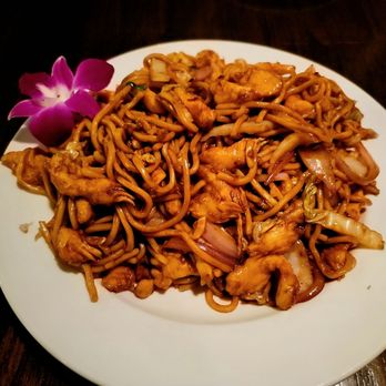 Sake Lounge - a plate of noodles with meat and vegetables - Japanese Near Me - Olathe, Kansas