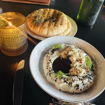 Checker Hall - First course - whipped feta with pita $18 yum - Mediterranean Near Me - Los Angeles, California