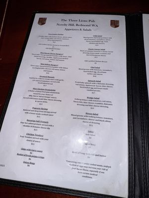 Menu photo 2 The Three Lions Pub Redmond, WA Menu photo 2 The Three Lions Pub Redmond, WA
