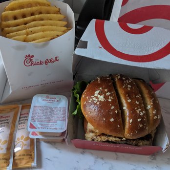 Chick-fil-A - Grilled chicken sandwich and waffle fries - Chicken Shop Near Me - New York, New York