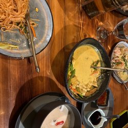 Sirayvah Organic Thai - Coconut soup, pat Thai noodles and yellow curry chicken