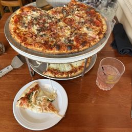 Margherita + meat lovers pizza. Watermelon mule! Margherita + meat lovers pizza. Watermelon mule!