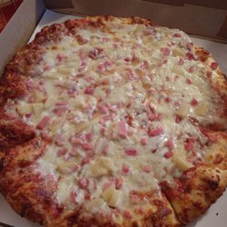 Mr. B’s Deli & Cafe - Pizza was really good! Had delivered and was hot and big size. This is a Med Ham & Pineapple.