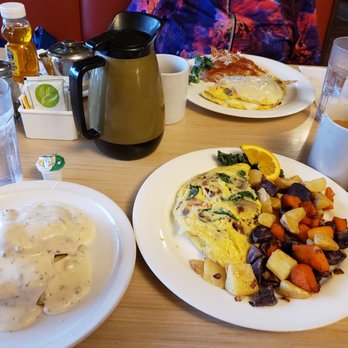 Red Rock Cafe - build your own omelette, home fried potatoes (purple, russet and sweet potato!), biscuit and gravy instead of toast. So delicious!!! - Breakfast & Brunch Near Me - Sedona, Arizona Red Rock Cafe - build your own omelette, home fried potatoes (purple, russet and sweet potato!), biscuit and gravy instead of toast. So delicious!!! - Breakfast & Brunch Near Me - Sedona, Arizona