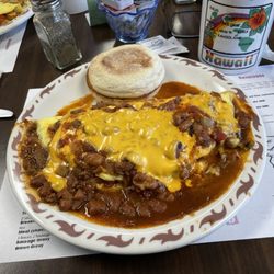 Tyelenes Restaurant - Chili & cheese omelet with an English muffin