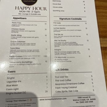 Torsap Thai Kitchen - Happy Hour Menu - Thai Near Me - Walnut Creek, California Torsap Thai Kitchen - Happy Hour Menu - Thai Near Me - Walnut Creek, California