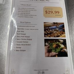 AYCE menu