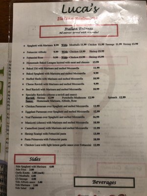 Menu photo 1 Luca's Italian Restaurant Orange Park, FL