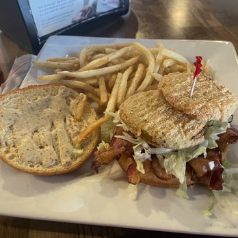 The Local's  Eatery - B.L.F.G.T.(Bacon, lettuce,fried green tomato)  sandwich with fries. - Gastropubs Near Me - Niceville, Florida