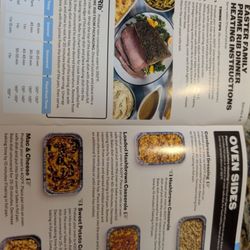 Cracker Barrel Old Country Store - Heat and serve instructions and recipe booklet. Blue is prime rib meal.