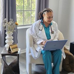 Freedom Primary Care - Snapshot of Dr.Lafleur in my home during our first visit. Very personable and great bedside mannerism.