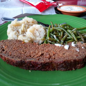 Range Cafe - Inch thick of over dried meatloaf, dried mashed potatoes, and soggy green beans. - Breakfast & Brunch Near Me - Albuquerque, New Mexico