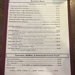 Jean's Family Kitchen - Breakfast menu