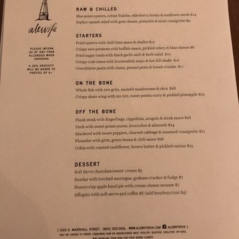Alewife - menu - Seafood Near Me - Richmond, Virginia Alewife - menu - Seafood Near Me - Richmond, Virginia