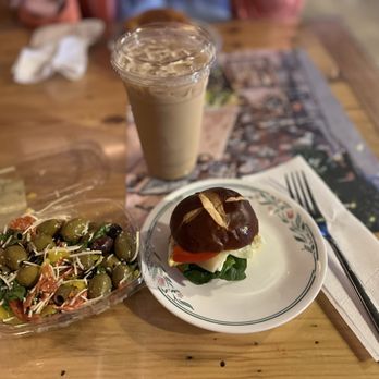 The Coffee Factory - The Caprese sandwich, Sarah's olive salad and a lavender flower coffee - Coffee & Tea Near Me - Muskegon, Michigan The Coffee Factory - The Caprese sandwich, Sarah's olive salad and a lavender flower coffee - Coffee & Tea Near Me - Muskegon, Michigan