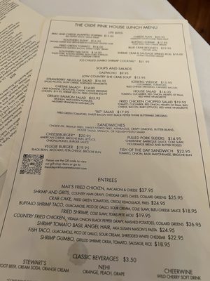Menu photo 1 The Olde Pink House Savannah, GA Menu photo 1 The Olde Pink House Savannah, GA