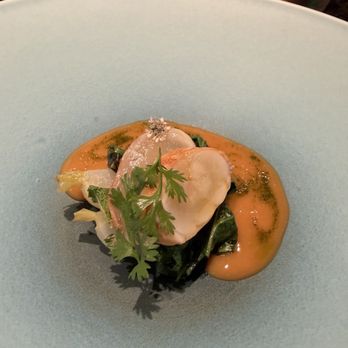 Emelina - Poached spiny lobster, guava, turnips, and culantro - Cuban Near Me - West Palm Beach, Florida Emelina - Poached spiny lobster, guava, turnips, and culantro - Cuban Near Me - West Palm Beach, Florida