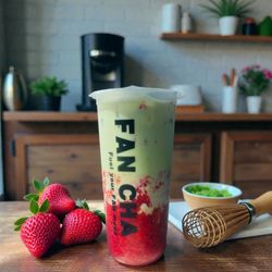 Strawberry matcha latte