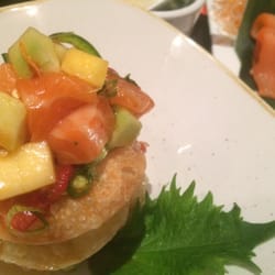 Mora Asian Fusion - Poke (left) and Sashimi Smoked Salmon (right)