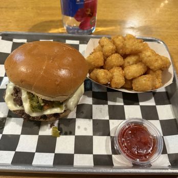 Stackers Burger - Duke City Smash Burger with plain tots - Burgers Near Me - Albuquerque, New Mexico